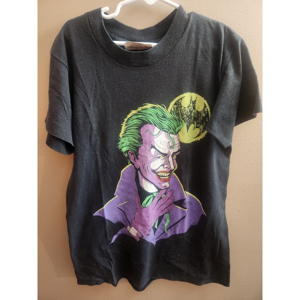 VTG 1989 DC Comics Batman Signal Joker T-Shirt Single Stitch Division 1 Kids L